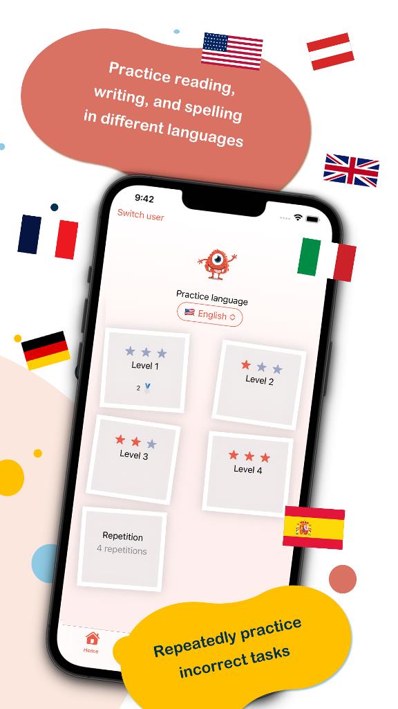 practice foreign languages Spanish English French German Italian scripi app android ios